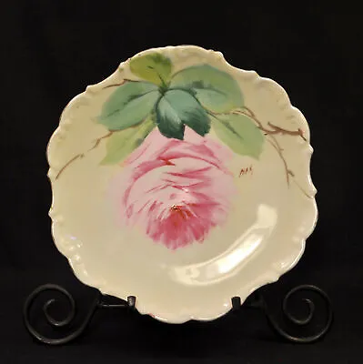 Buy Limoges Flambeau Decorative Plate Large Cabbage Rose Hand Painted Max 1890-1914 • 102.57£