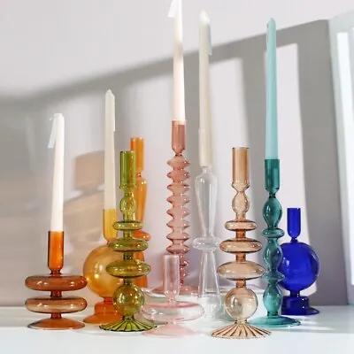 Buy Pink/Orange Glass Candle Holders Mid Century Design Retro Candlestick Stan UK • 10.43£