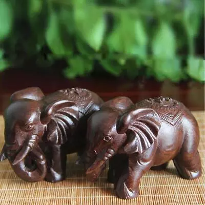 Buy Chinese Fengshui Wooden Elephant Statue Figurine Ornament Decor Craft Hot. D7B6 • 3.78£