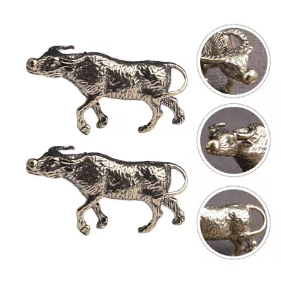 Buy  2 Pcs Pure Brass Bull Zodiac Animal Crafts Buffalo Ornament • 8.85£