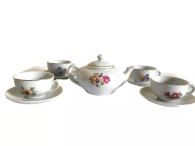 Buy Vintage Continental Floral Design Porcelain Mini Tea Pot, Teacups & Saucers • 10£