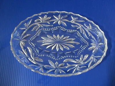 Buy Depression Ware Abstract Floral Glass Vanity Tray Oval 20cm X 15cm 2cm Deep VTG • 10.56£