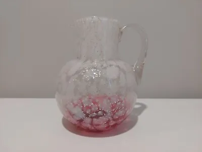 Buy Antique Ombre Pink Red White Glass 8.5  Water Pitcher Crackle Vintage RARE • 52.83£