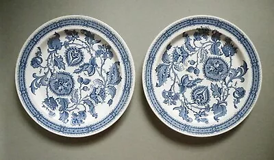 Buy Pair Of  Ridgway Blue & White Large Plates. 'Jacobean' Pattern. • 22£