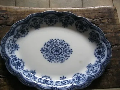 Buy Johnson Bros Blue&white Oval Scalloped Edged Dish 32 Cms Long • 12£