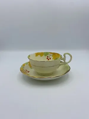 Buy 1930’sABJ Grafton China Red Berries And Yellow & Green Leaves Tea Cup And Saucer • 33.11£
