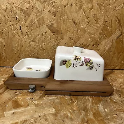 Buy Vintage Jewell & Beswick Butter Cheese Dish & Jam Pickle Bowl On Wooden Board • 6.99£