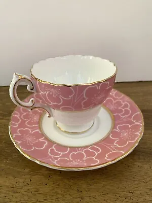Buy Vintage Cauldon Bone China Teacup And Saucer Pink White Flower England • 51.69£