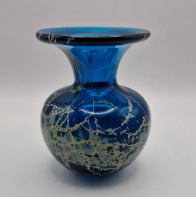 Buy  Mdina Handblown Glass Small Bud Flower Vase - Malta - Blue Gold Swirl • 17£