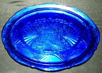 Buy Hazel Atlas  Royal Lace  Depression Era Glass, Cobalt Blue, Oval Platter, Ex • 33.25£
