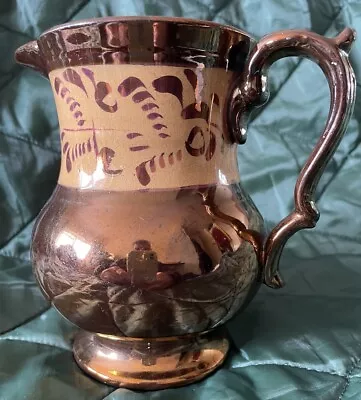 Buy An Antique Victorian Staffordshire Copper Lustre Ware Hand Painted Jug 14cm Tall • 9.95£