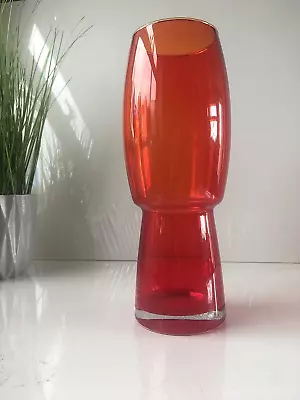 Buy Retro 70's Riihimaki Tall Red Rocket Art Glass Vase Tamara Aladin Scandinavian • 55£