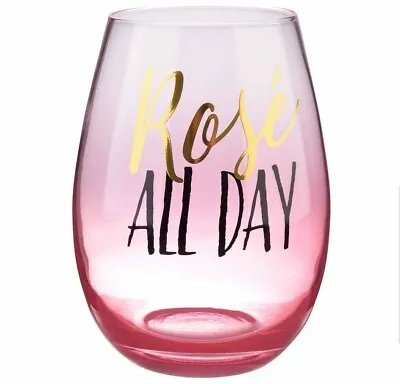 Buy Rosé All Day Stemless Wine Glass Pink Ombre Effect Gift Box Wedding Bachelorette • 17.23£
