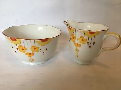Buy Melba Bone China Art Deco Hand Painted Enamelled Milk Jug & Sugar Bowl ***VGC*** • 8.99£
