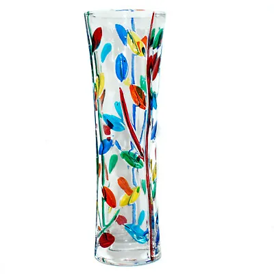 Buy Murano Glass Vase Multi Coloured Flower Hand Made Millefiori 19cm High • 29.95£