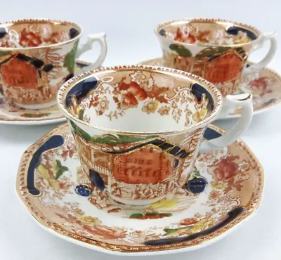 Buy Thomas Hughes & Sons Swiss Pastime - 3x Tea Cups & Saucers - Vintage C1920s • 18£