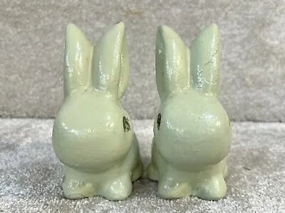 Buy Pair Of Vintage Sylvac Glazed Green Snub Nosed Bunny Rabbits • 44.99£