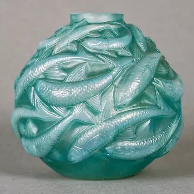 Buy René Lalique R.Lalique Stained Glass Opalescent Glass Patina Green Oleron Vase • 1,498.84£