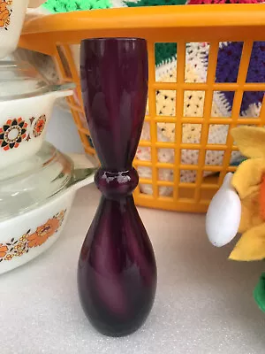 Buy Vintage Swedish Art Glass Purple Spiral Striped Cased White 20cm Vase • 20£
