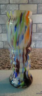 Buy Czechoslovakia Bohemian Cased Spatter Art Glass Vase End Of Day • 25.83£