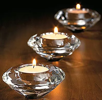 Buy 2 Pcs Candle Holders Tea Light Glass Crystal Candlestick Home Decor Gifts • 12.99£