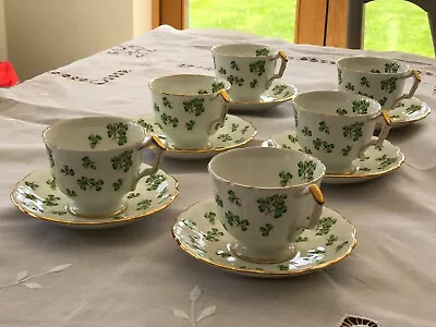 Buy Aynsley England 'Shamrock' Teacups And Saucers • 72£