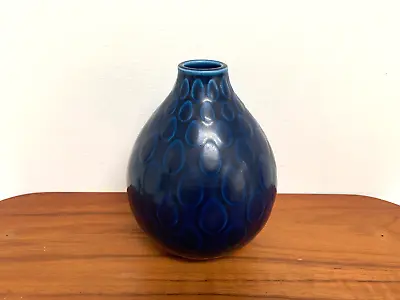 Buy 1950s Nils Thorsson Royal Copenhagen Denmark Marselis 2633 Blue Pottery Vase • 59.95£