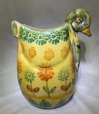 Buy Italian Pottery Vase/Pitcher, Handmade/painted/glazed Duck/Flowers-Springtime • 24.01£