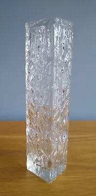 Buy Vintage Clear Glass Bark Ice Textured Vase Square Straight Whitefriars Interest • 9.50£