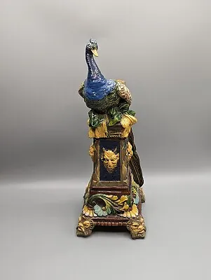 Buy Wilhelm Schiller And Sons Majolica Peacock Vase - Bohemian, Rare, Late 19th C • 485£