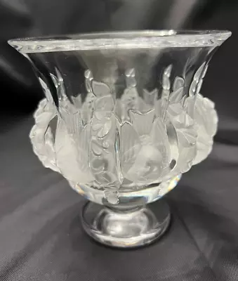 Buy Fine LALIQUE (France) Crystal  DAMPIERRE  (Sparrow) Footed Vase #12230 - 2 Avail • 152.04£