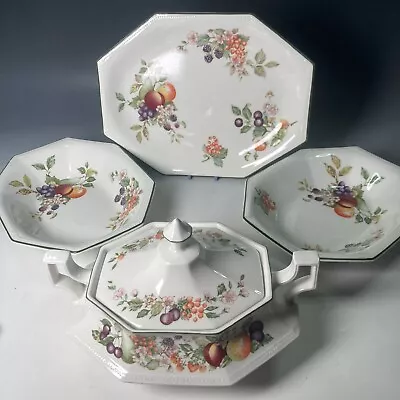 Buy 4 X Johnson Bros Brothers FRESH FRUIT Lidded Tureen Serving Dishes & Plate • 34.95£