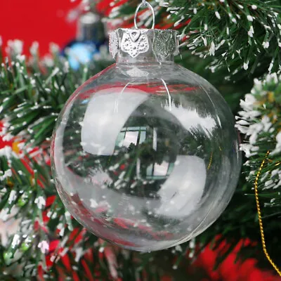 Buy 5 Christmas Bauble Ball Clear Glass Fillable Hanging Tree Ornaments Home Shop Uk • 7.95£