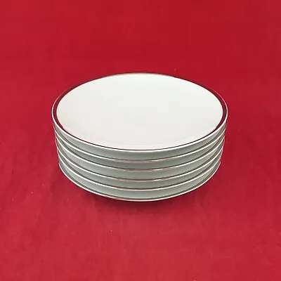 Buy Thomas Rosenthal Germany White With Sliver Band 6 Salad Plates - 7071 OA • 35£