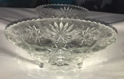 Buy Vintage Starburst Pressed Glass Footed Bowl 7” Dia. X 2” Tall • 4.72£