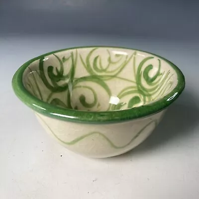 Buy Small Vintage Studio Pottery Green Slipware Style Bowl • 14.95£