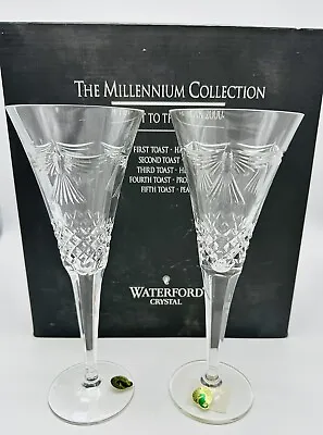 Buy Waterford Crystal Millennium Series Peace Champagne Toasting Flutes Set Of 2 • 52.81£