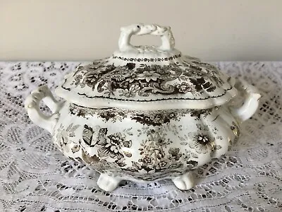 Buy Antique Ridgway Small Covered Tureen - Tuscan Rose Pattern • 25£