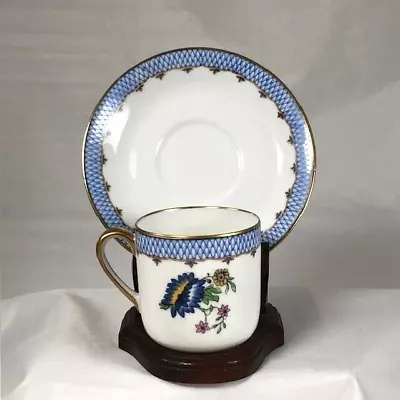 Buy Great CHARLES AHRENFELDT Limoges France Porcelain Floral Demitasse Cup & Saucer • 14.36£