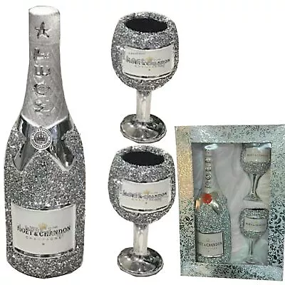 Buy Sparkly Silver Crushed Diamond Shelf Sitter Bottle Ornament Bling Glitter Gift • 25.99£