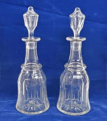 Buy Pair Of Crystal Glass Wine Sherry Decanters Carafes Inc Stoppers • 20£