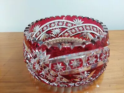 Buy Beautiful Vintage Bohemian Red Crystal Glass Fruit Bowl • 65£
