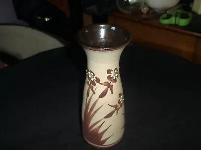 Buy Pretty Art Pottery Vase Handpainted With Flowers & Raised Dots 7.25  • 10£