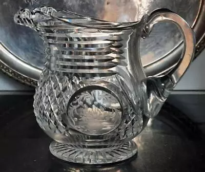 Buy Superb Example Of Georgian Anglo Irish Large Crystal Cut Jug Engraved Cartouches • 109.99£
