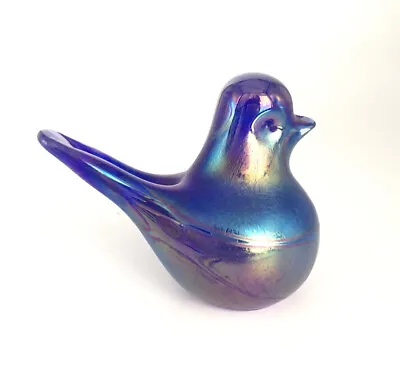 Buy Vintage Iridescent Phoenician Glass Blue Bird Of Happiness Art Glass Signed • 30£