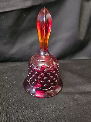 Buy Vintage Fenton Glass Amberina Cadmium Ruby Red Hobnail Bell 5.75  UV Reactive • 22.18£
