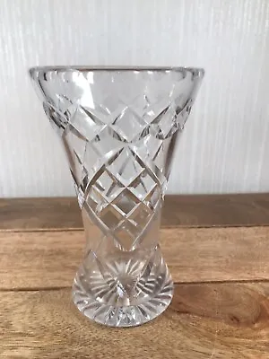 Buy Vintage Crystal Cut Glass Trumpet Vase 16cm High • 9.50£
