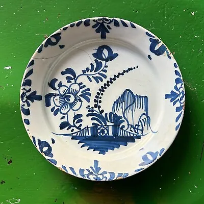 Buy Antique 18th Century English Bristol Delftware Delft Dish Plate Floral Glazed • 45£