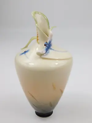 Buy Franz Porcelain Blue Dragonfly & Wheat Bud Vase 7  Cream Green • 72.28£