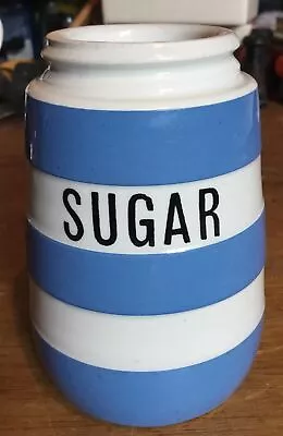 Buy Vintage TG Green Cornishware Sugar Shaker Blue & White Stripe Missing Lid • 5£